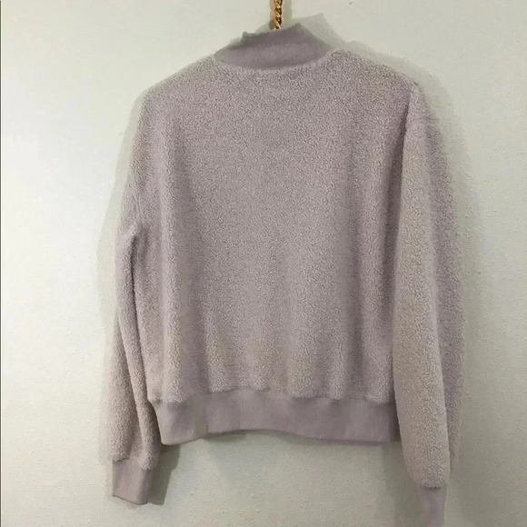 Topshop Quarter Zip Teddy Bomber Jacket Cream Sz 6 - Picture 2 of 6